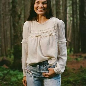 American Eagle High-Neck Babydoll Blouse Large